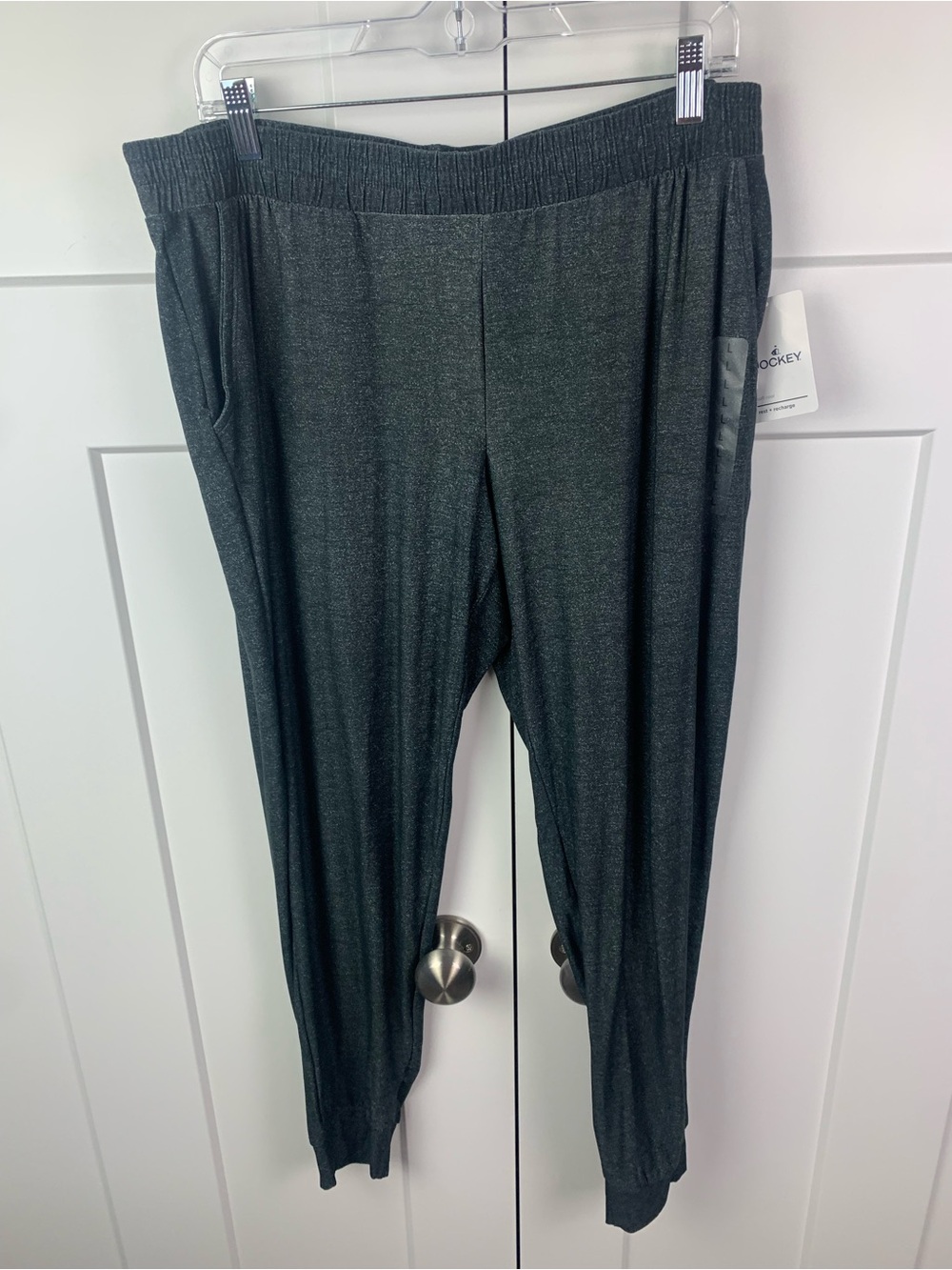 NWT Jockey Women’s Large Jogger Pants Soft Cool Charcoal Gray Lightweight Lounge
